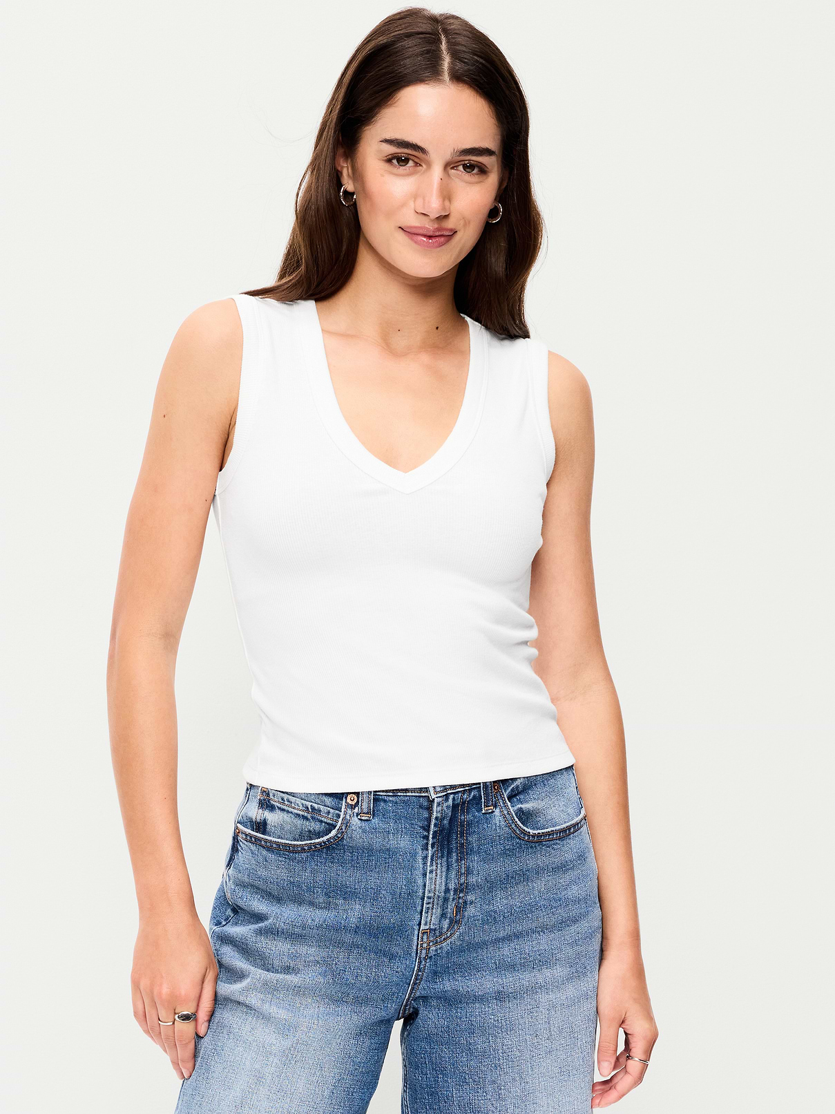 Snug Crop V-Neck Ribbed Tank Top
