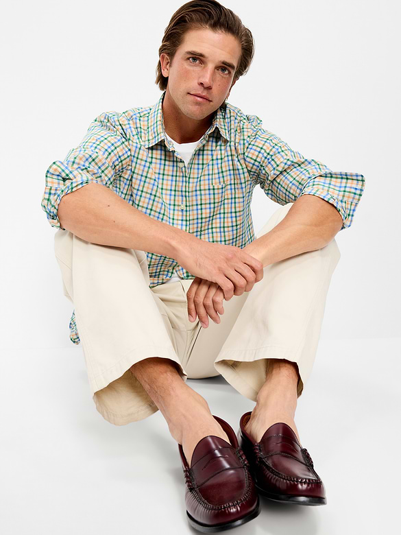Classic Fit Everyday Plaid Poplin Shirt