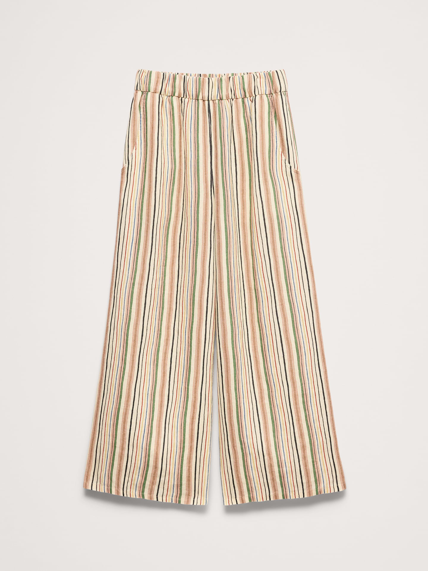 L'image numéro 5 présente Pantalon longueur cheville à jambe large à taille extensible en lin