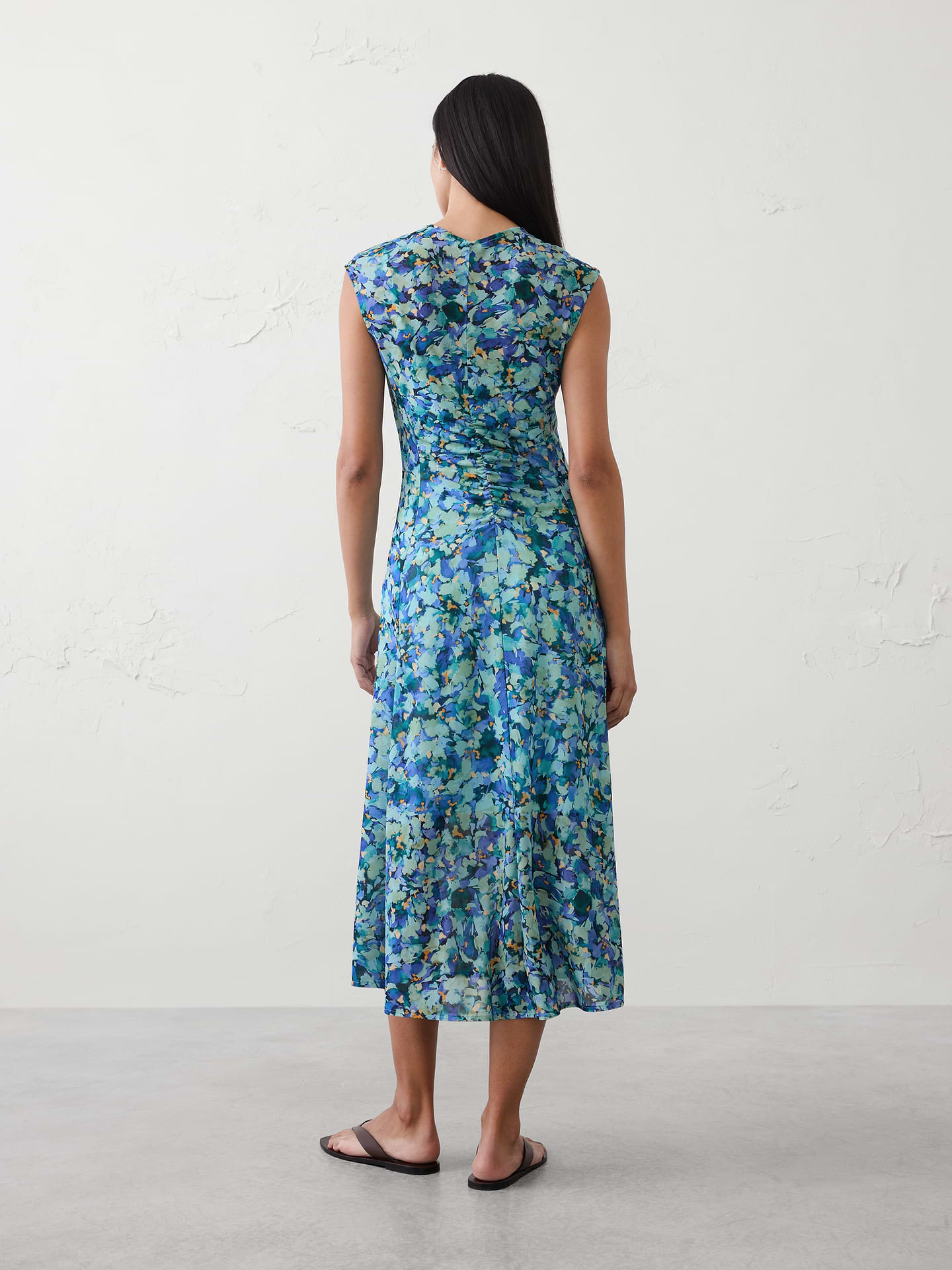 Image number 2 showing, Mesh Shirred-Waist Long Midi Dress