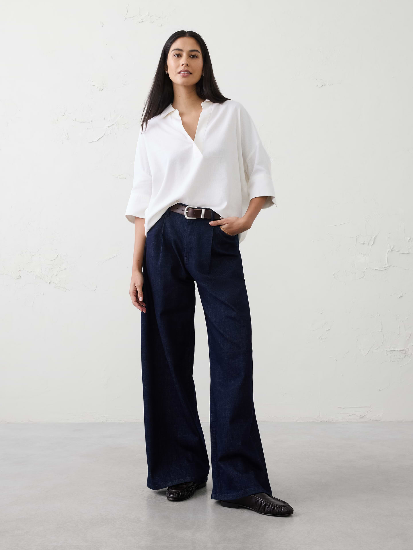 Image number 6 showing, Linen-Blend Drapey Popover Shirt