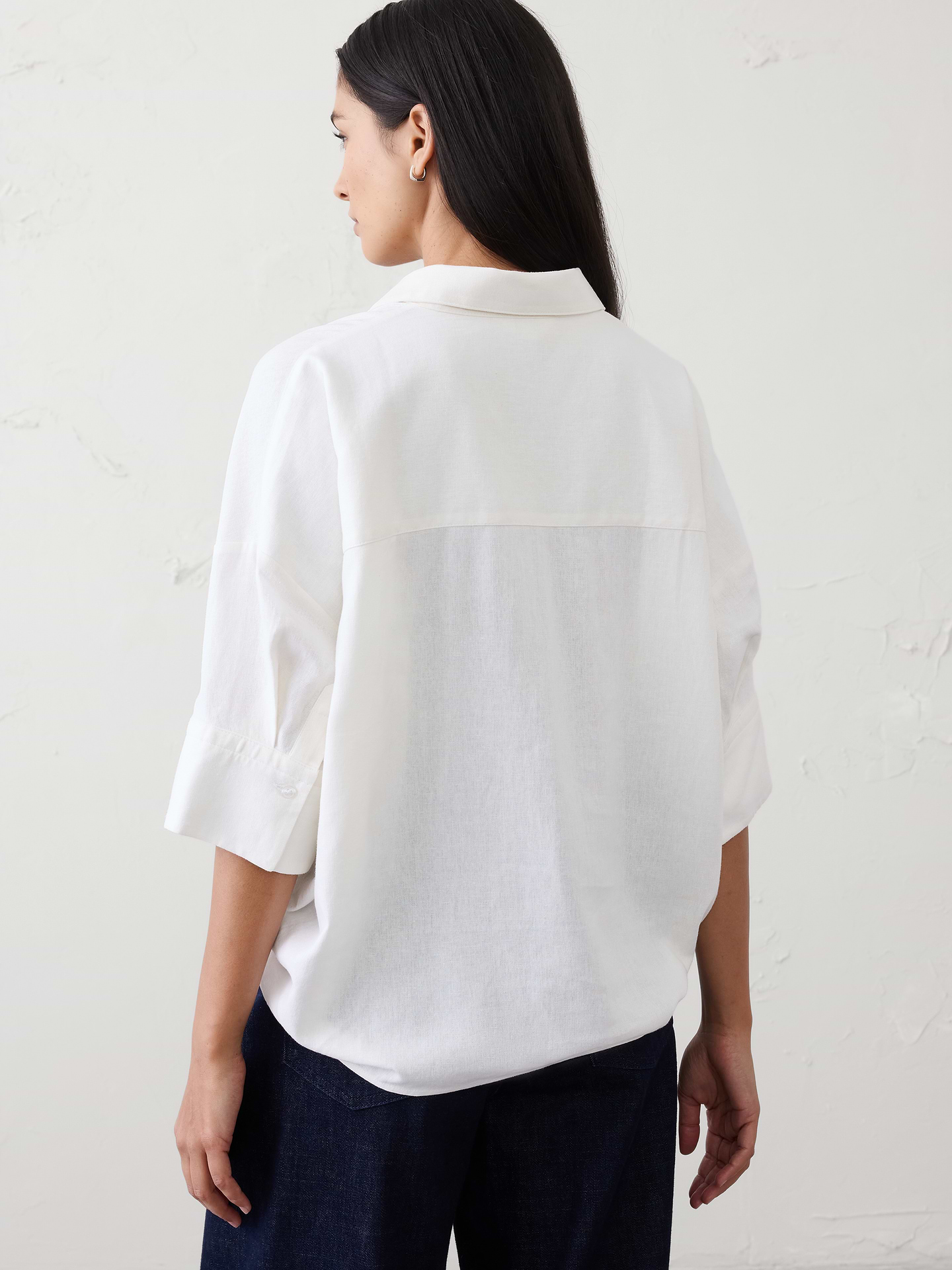 Image number 5 showing, Linen-Blend Drapey Popover Shirt