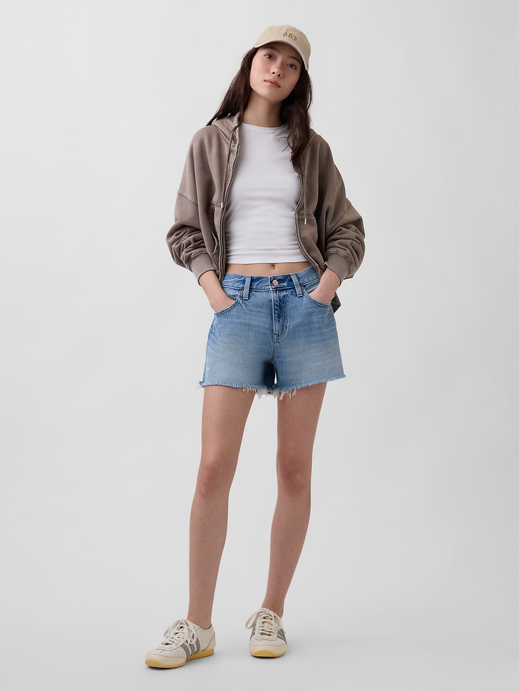 Image number 1 showing, 4" Mid Rise UltraSoft Relaxed Cutoff Shorts