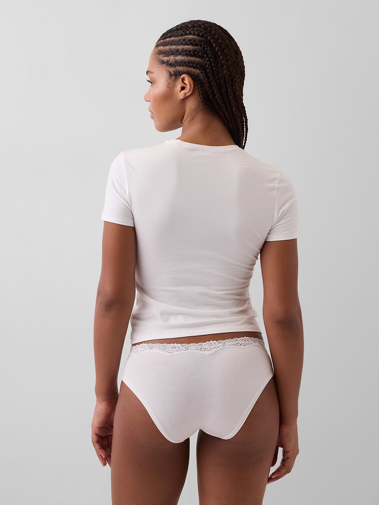 Image number 2 showing, Organic Stretch Cotton Lace-Trim Hipster