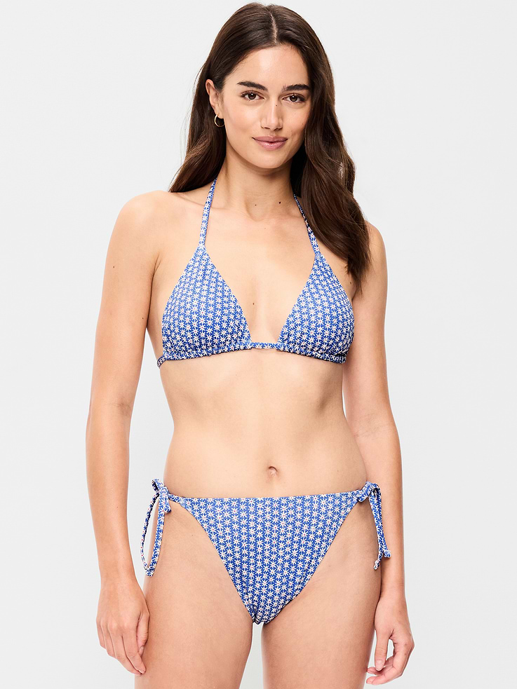 Image number 1 showing, Pique Triangle String Bikini Swim Top