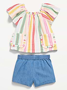 Image number 2 showing, Double-Weave Pocket Top and Shorts Set for Toddler Girls