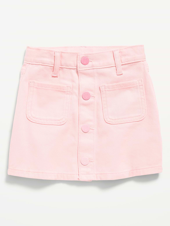 High-Waisted Button-Front Skirt for Toddler Girls
