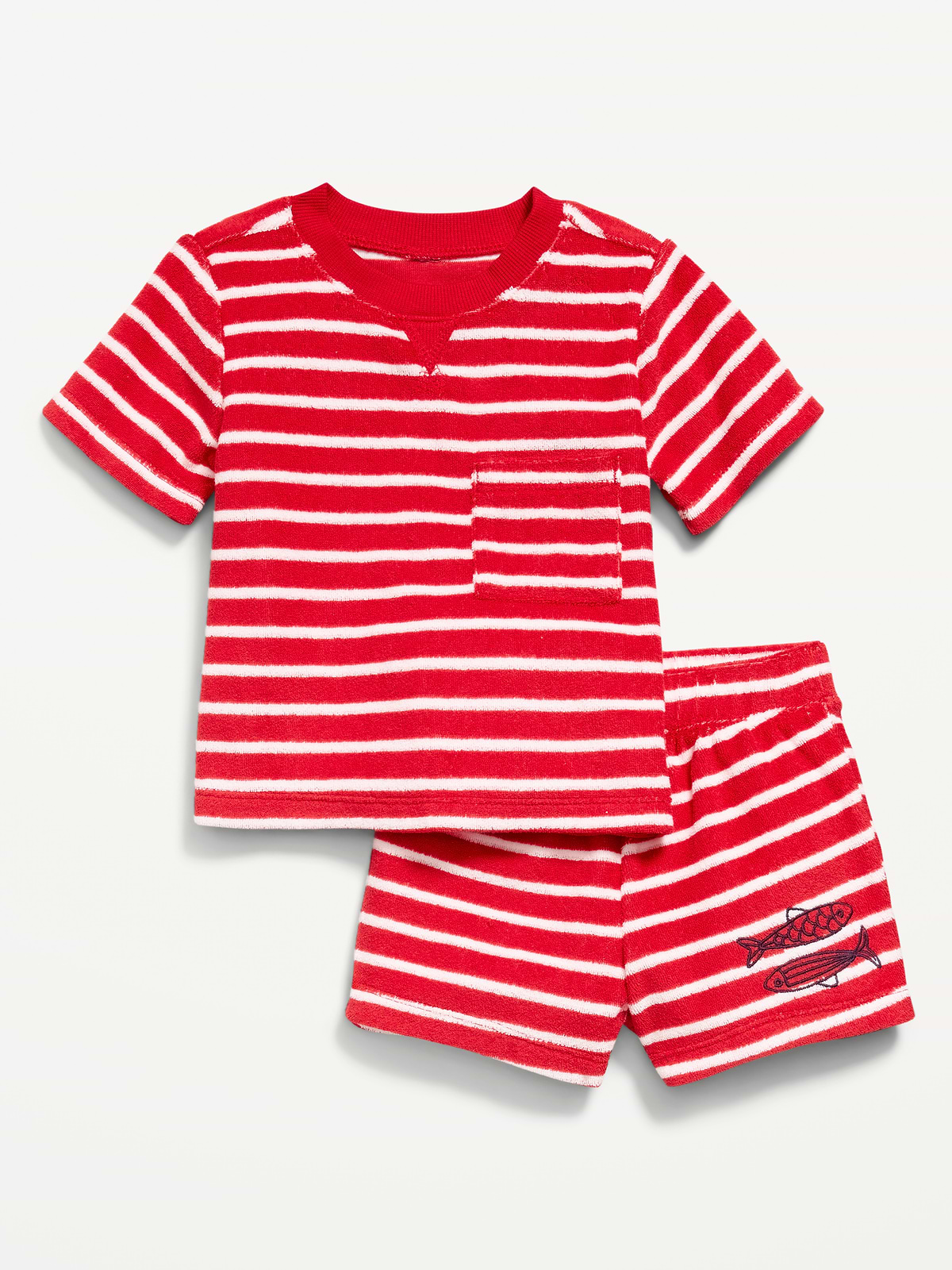 Short-Sleeve Terry Pocket Top and Shorts Set for Baby