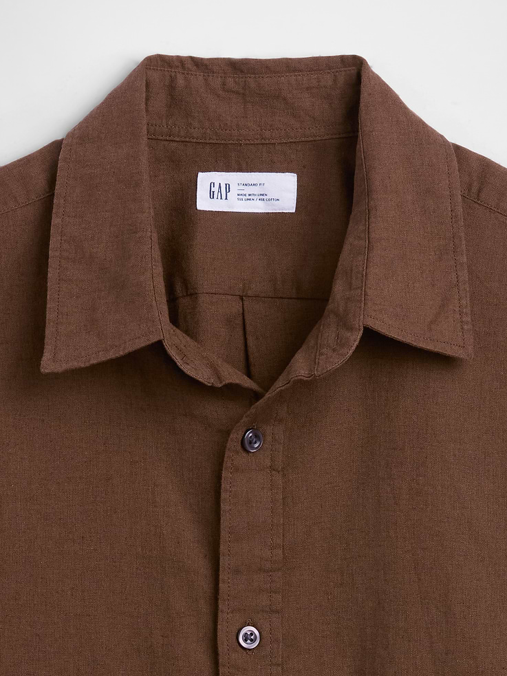 Image 4 of 5, Linen-Blend Shirt in Standard Fit