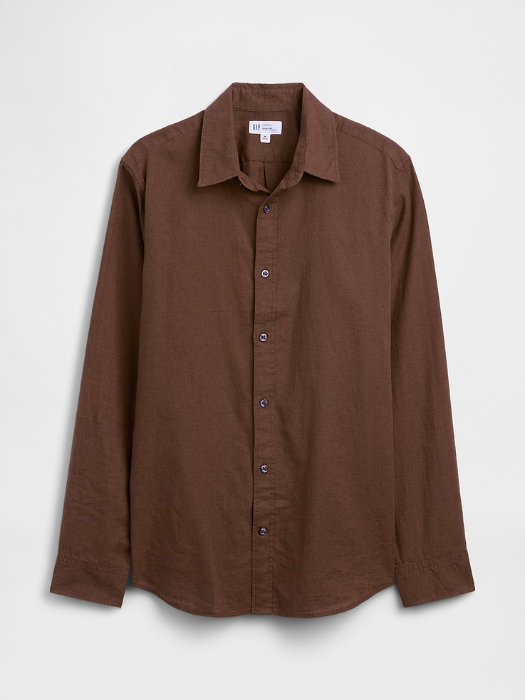 Image 5 of 5, Linen-Blend Shirt in Standard Fit