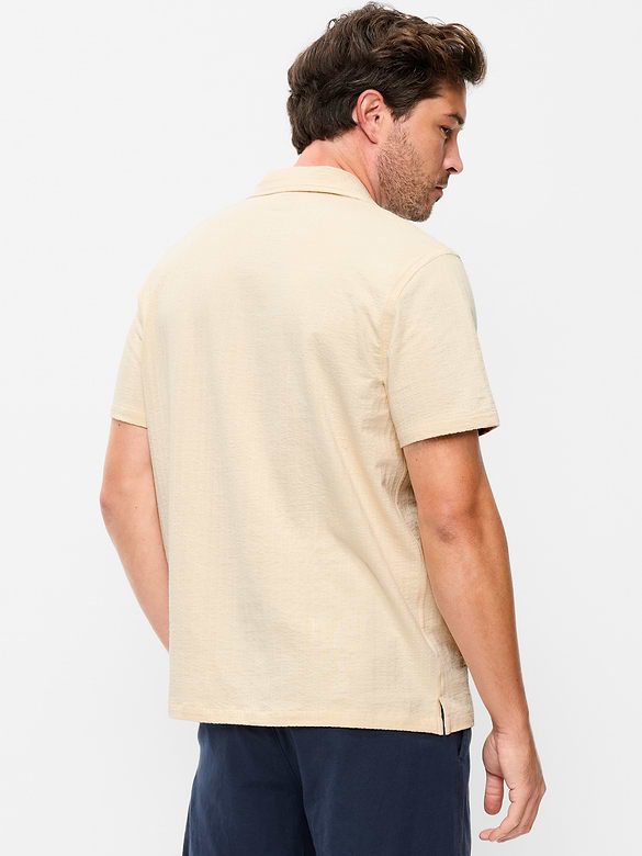 Short-Sleeve Textured Camp Shirt