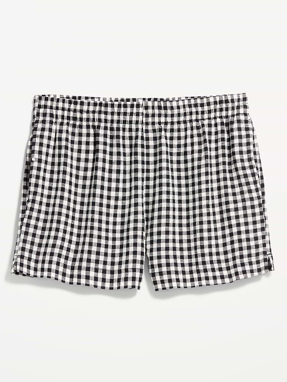 High-Waisted Linen-Blend Shorts -- 3.5-inch inseam