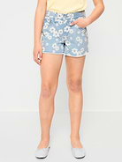 Image number 1 showing, High-Waisted Printed Frayed-Hem Jean Shorts for Girls