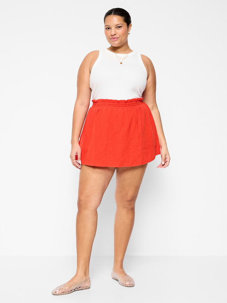Image number 7 showing, Crinkle Gauze Ruffle Waist Mini Skort