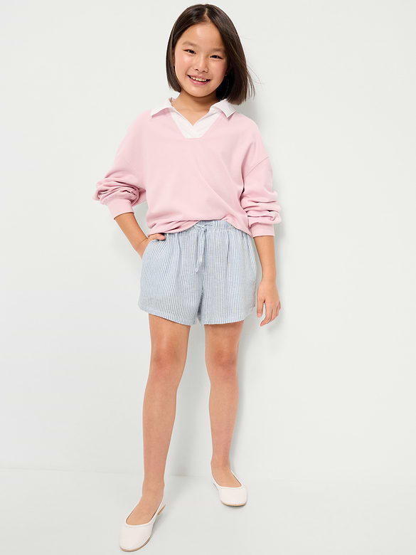 Short en mélange de lin à motif pour fille