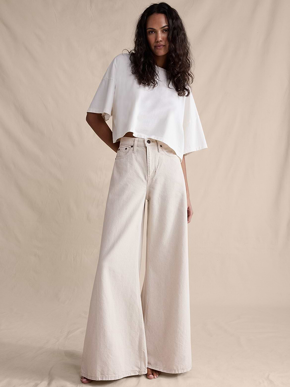High-Rise Wide-Leg Lightweight Palazzo Jean