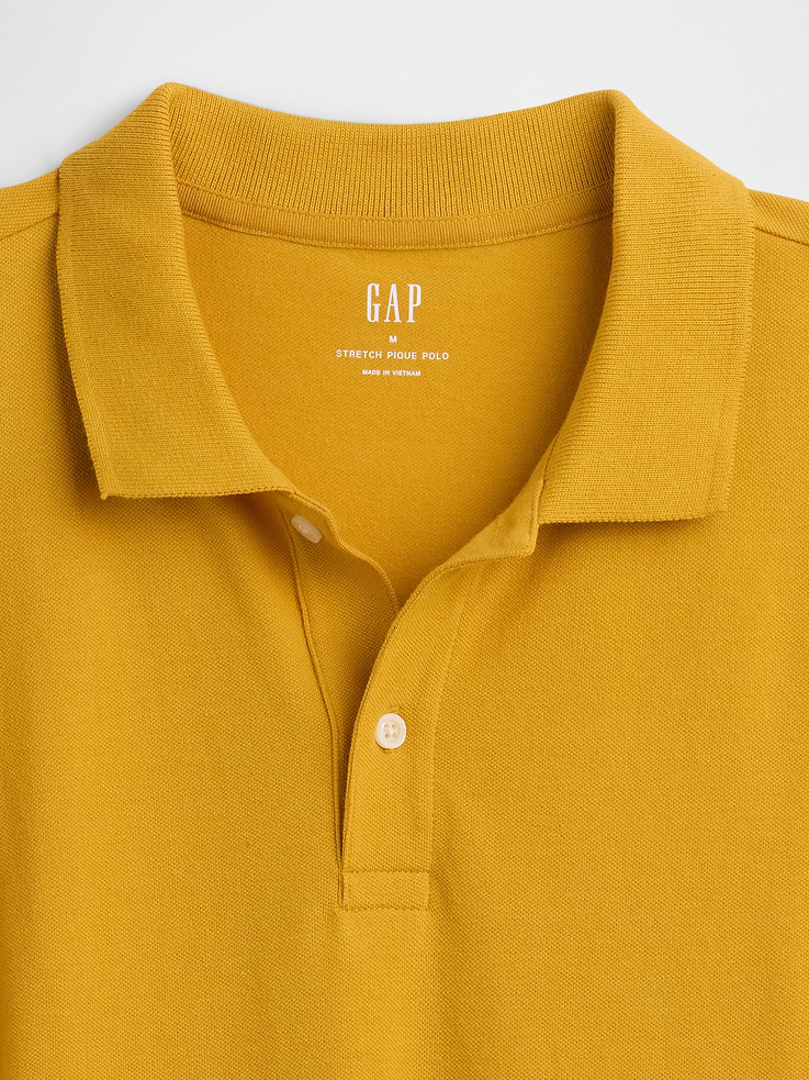 Image 4 of 5, Stretch Pique Polo Shirt