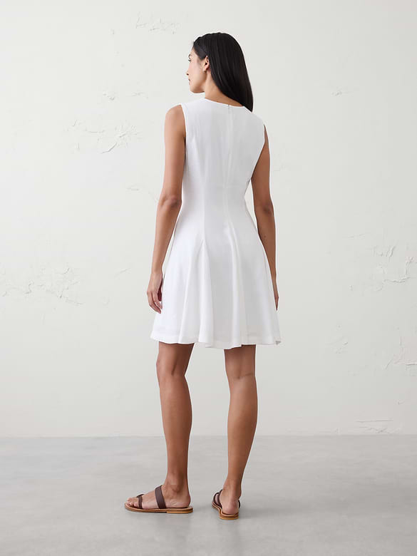 Linen-Blend Tie-Front Mini Dress