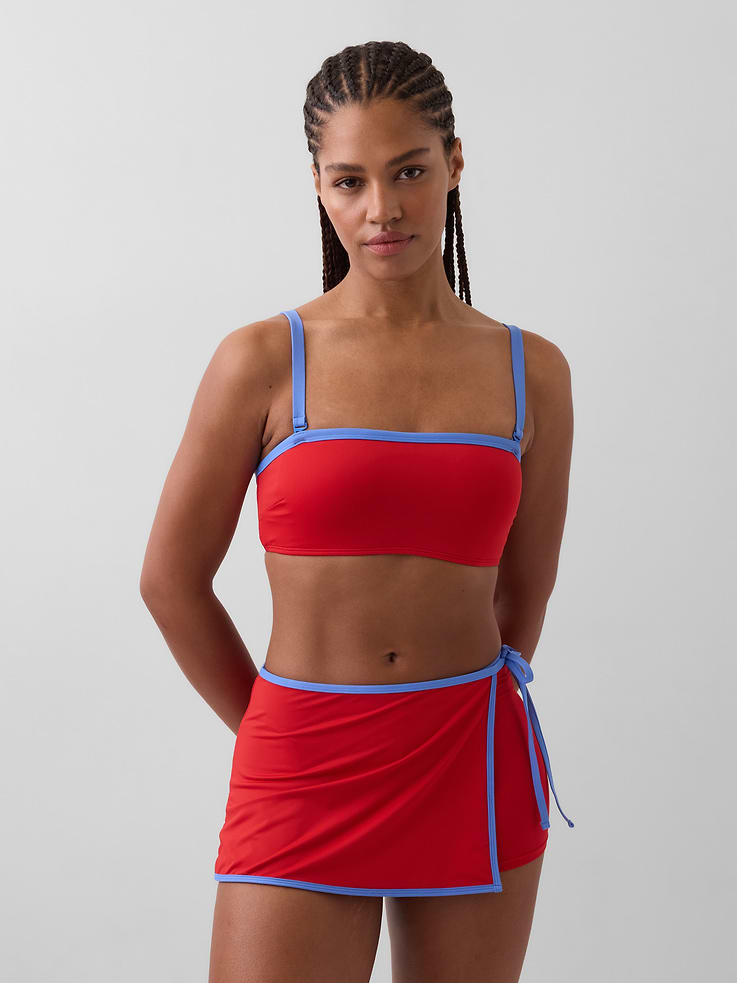 Image 1 of 5, Soft stretch swim knit swim skort., Wrap-style at front., Self-tie closure at side., Inner shorts., Certain styles have an allover print., Please note: Swim styles cannot be returned in store. Please enjoy free returns by mail., Product #883129
