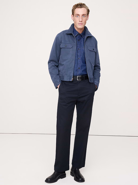 Cotton Twill Mechanic's Jacket with Corduroy Collar
