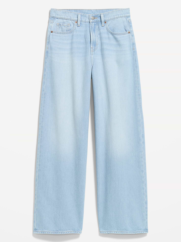 Image number 1 showing, High-Waisted Baggy Wide-Leg Jeans