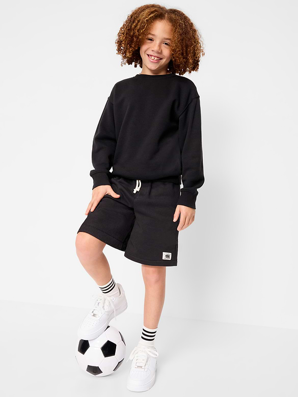 Above Knee Logo-Graphic Fleece Jogger Shorts for Boys