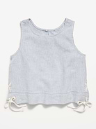 Image number 2 showing, Sleeveless Striped Tie-Knot Linen-Blend Top for Girls