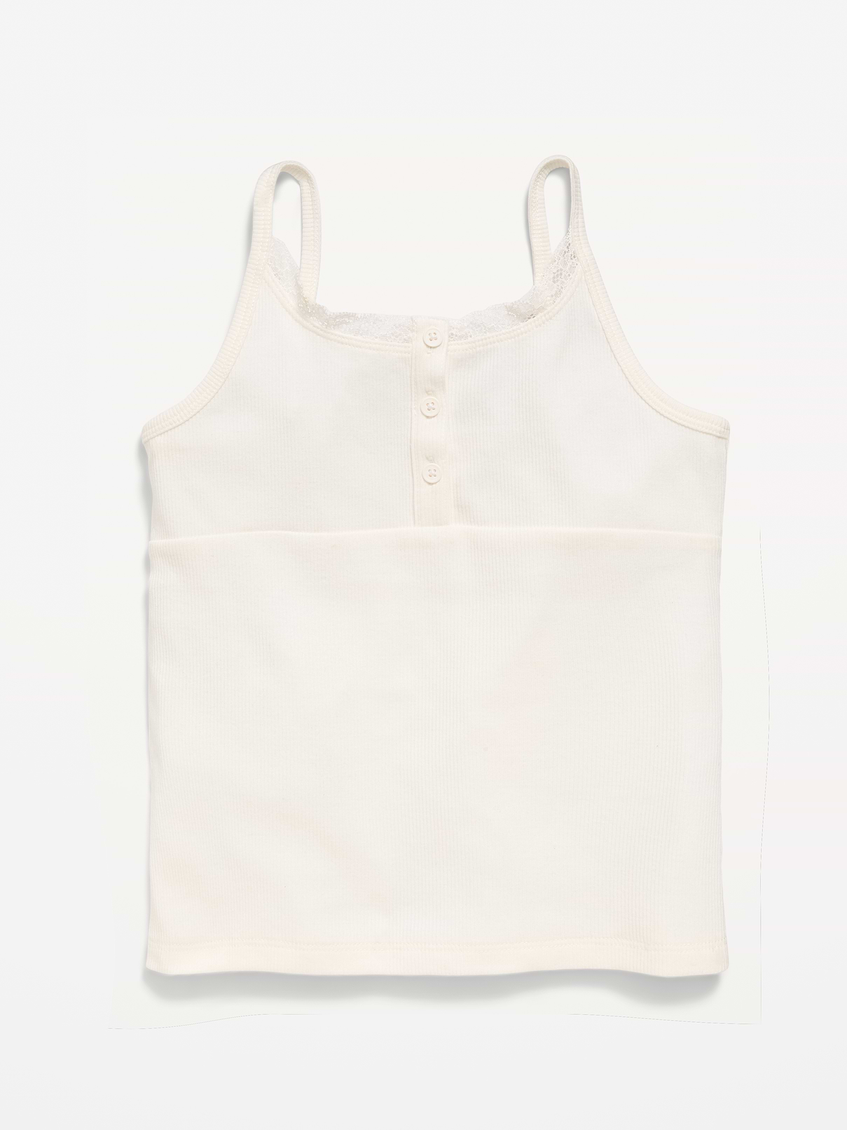 Image number 2 showing, Fitted Lace-Trim Henley Tank Top for Girls