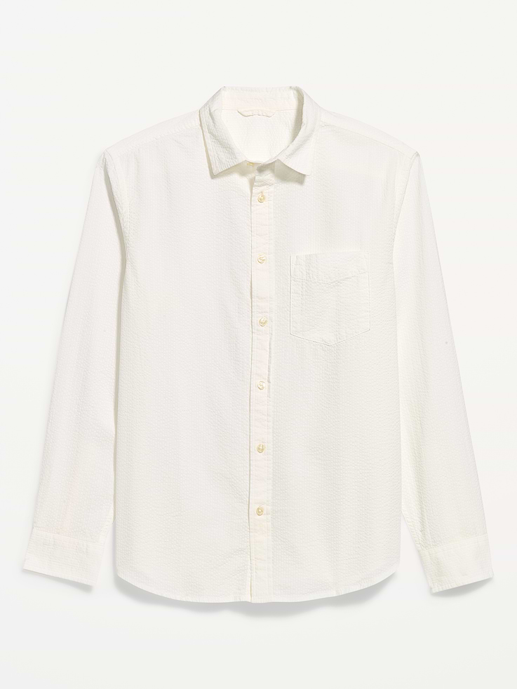 L'image numéro 4 présente Chemise à manches longues et à poche en tissu gaufré