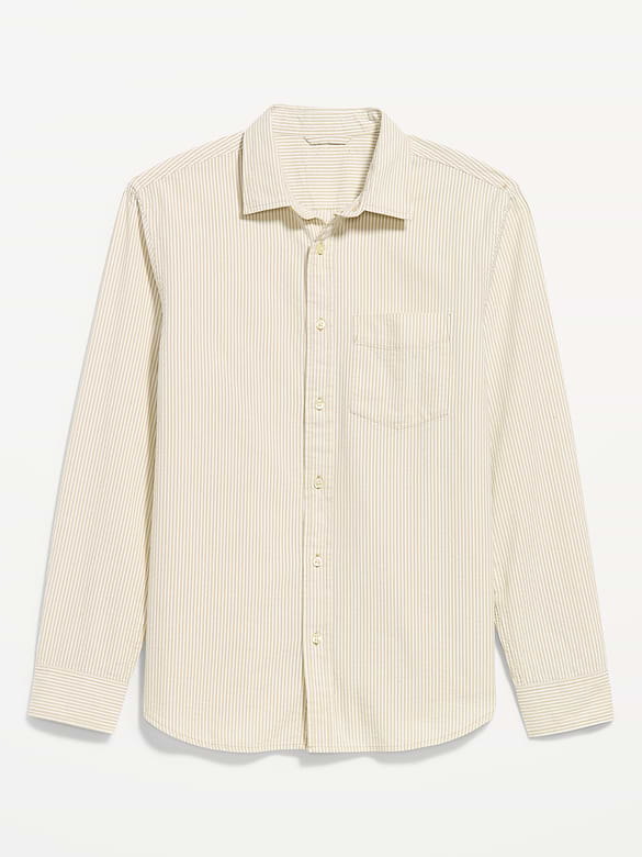 Long-Sleeve Seersucker Striped Pocket Shirt