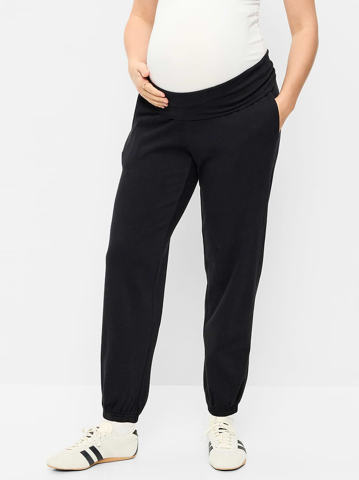 Image 2 of 4, Maternity Rollover-Waist Fleece Jogger