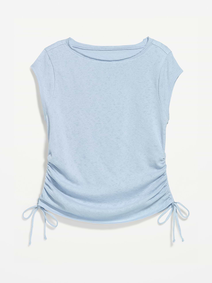 Image number 5 showing, Cap-Sleeve Shirred Side Top