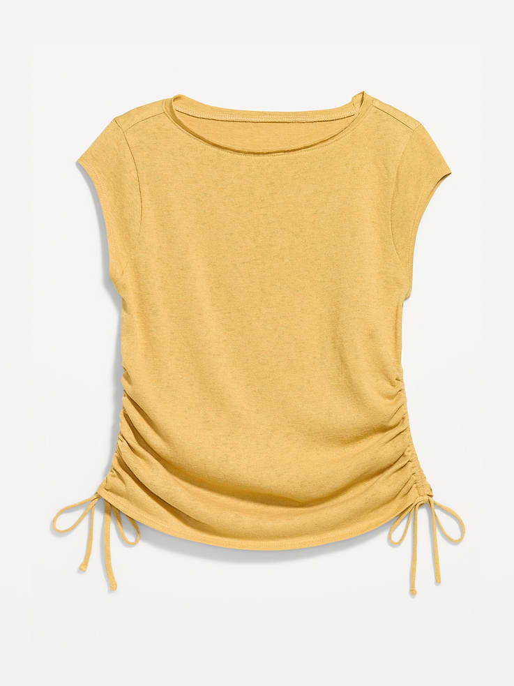 Image number 5 showing, Cap-Sleeve Shirred Side Top