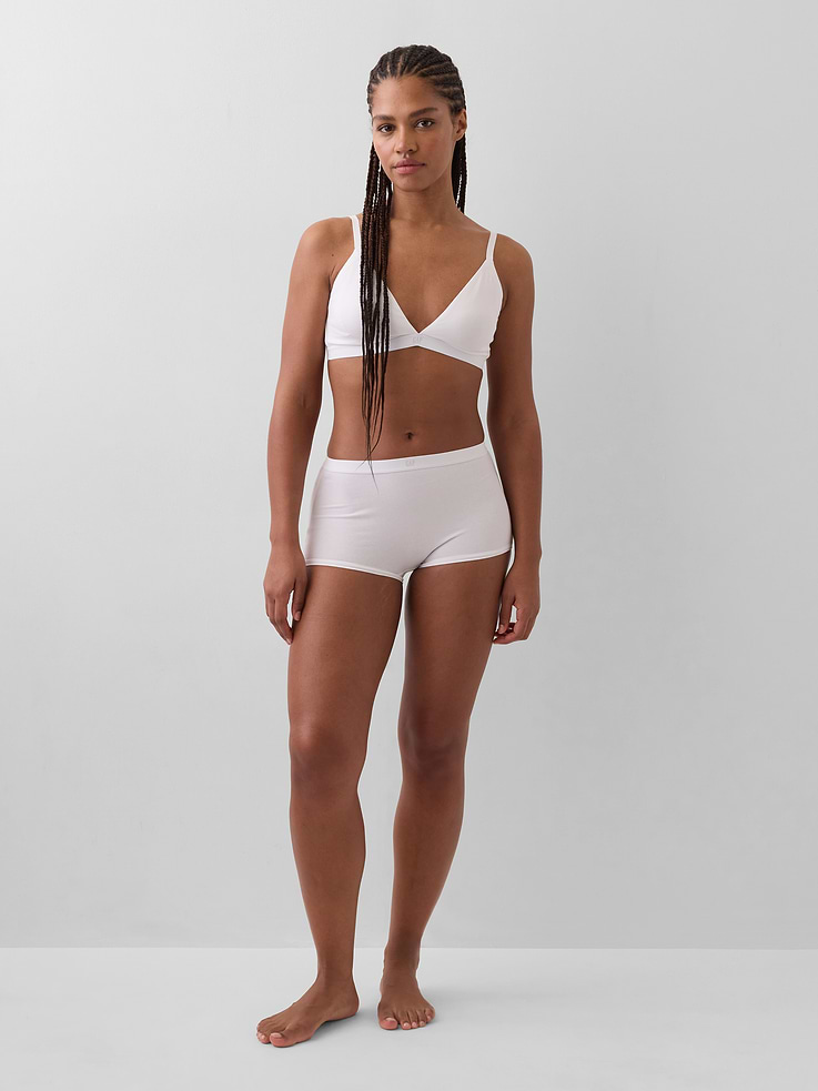 L'image numéro 3 présente Short court taille haute en coton biologique extensible