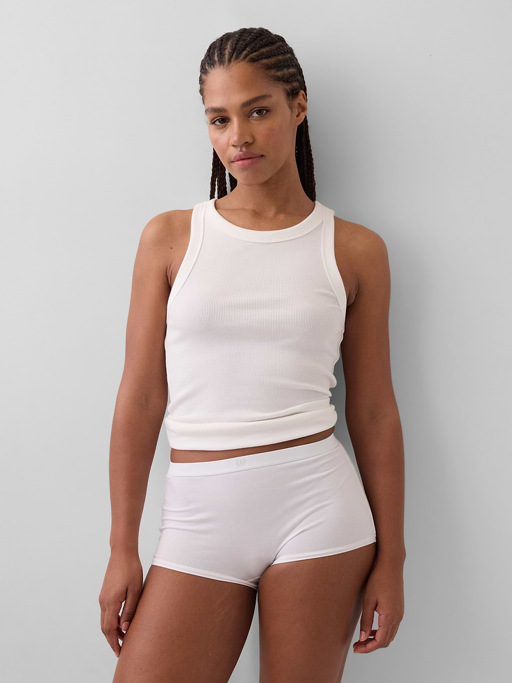L'image numéro 1 présente Short court taille haute en coton biologique extensible