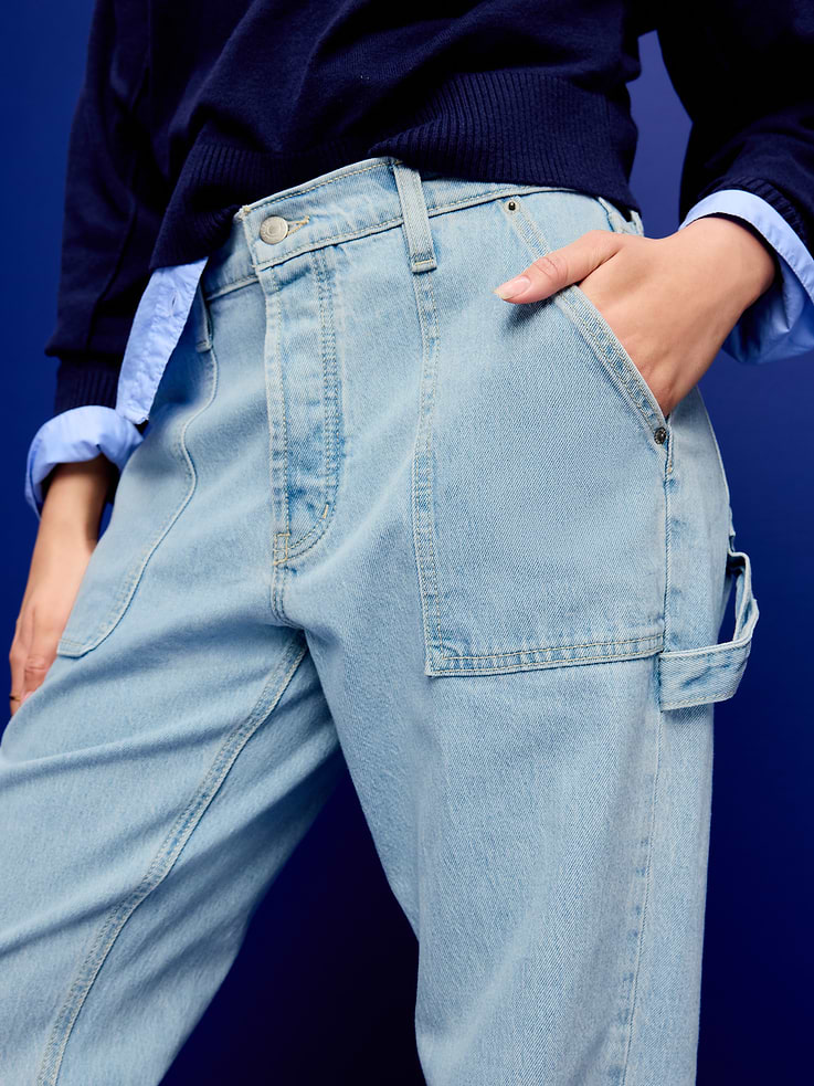 Image number 4 showing, Mid-Rise Utility Slouchy Straight Jeans
