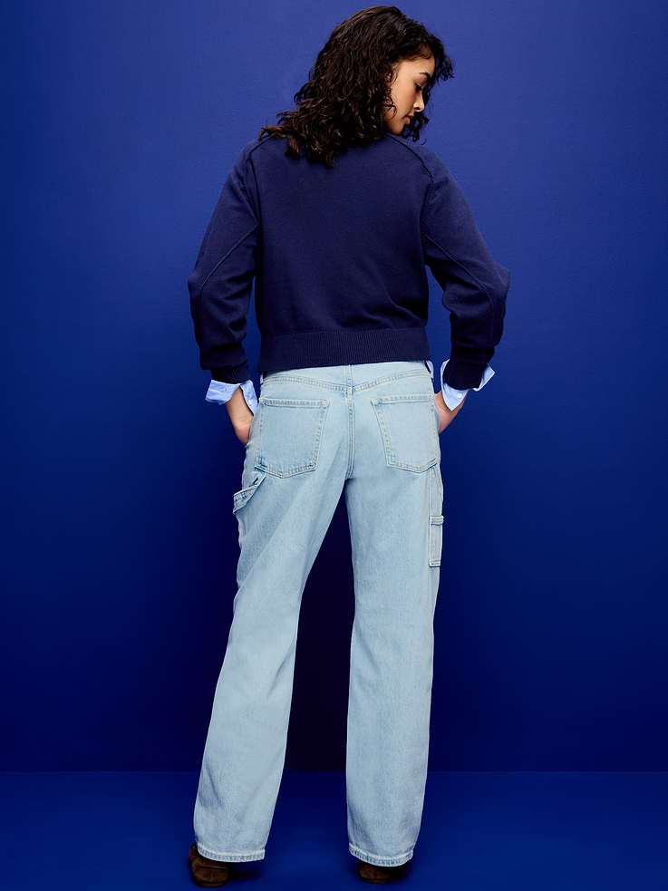 Image number 3 showing, Mid-Rise Utility Slouchy Straight Jeans