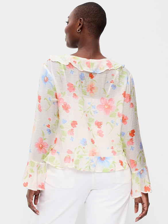 Bell-Sleeve Ruffle Top