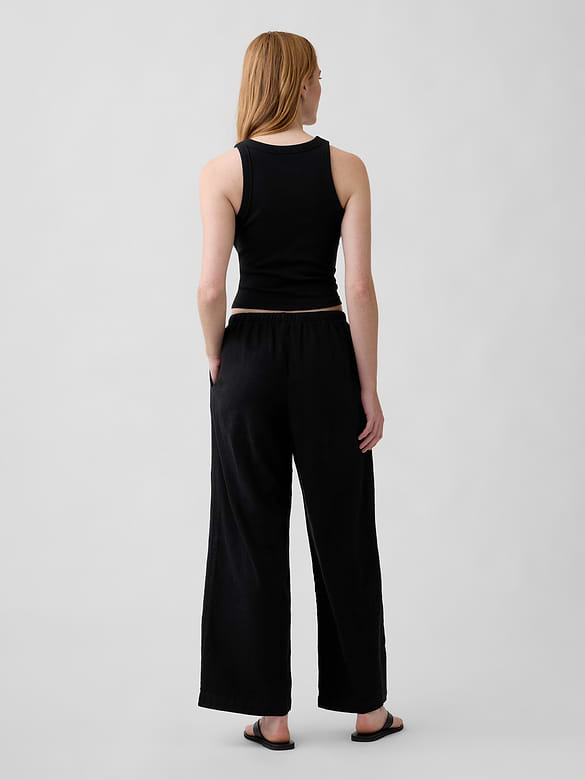Relaxed Linen-Blend Wide-Leg Pants