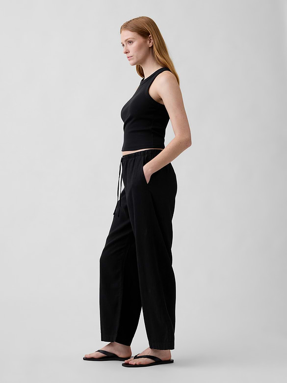 Relaxed Linen-Blend Wide-Leg Pants