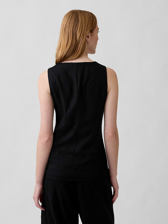 Longline Linen-Blend Vest
