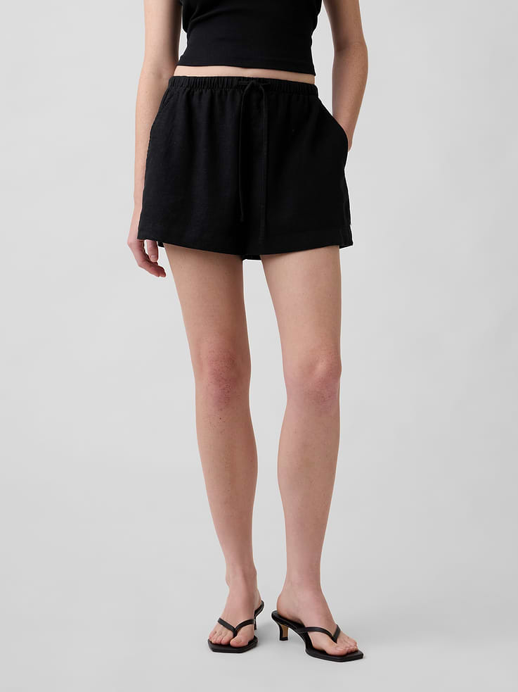 Image number 2 showing, 4" High Rise Pull-On Linen-Blend Shorts
