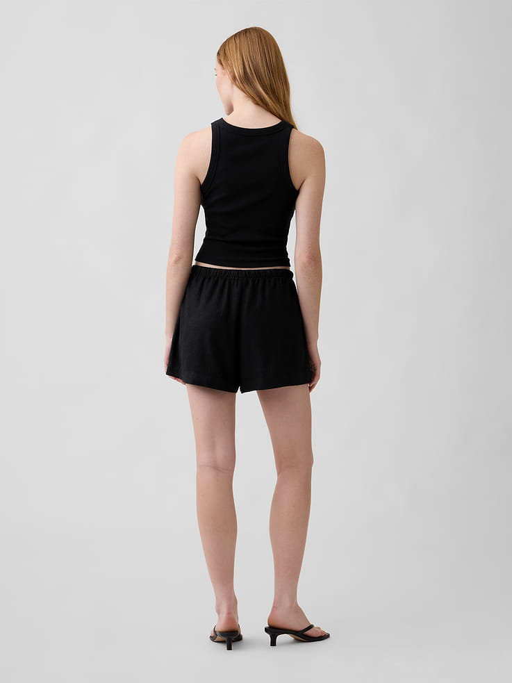 Image number 4 showing, 4" High Rise Pull-On Linen-Blend Shorts