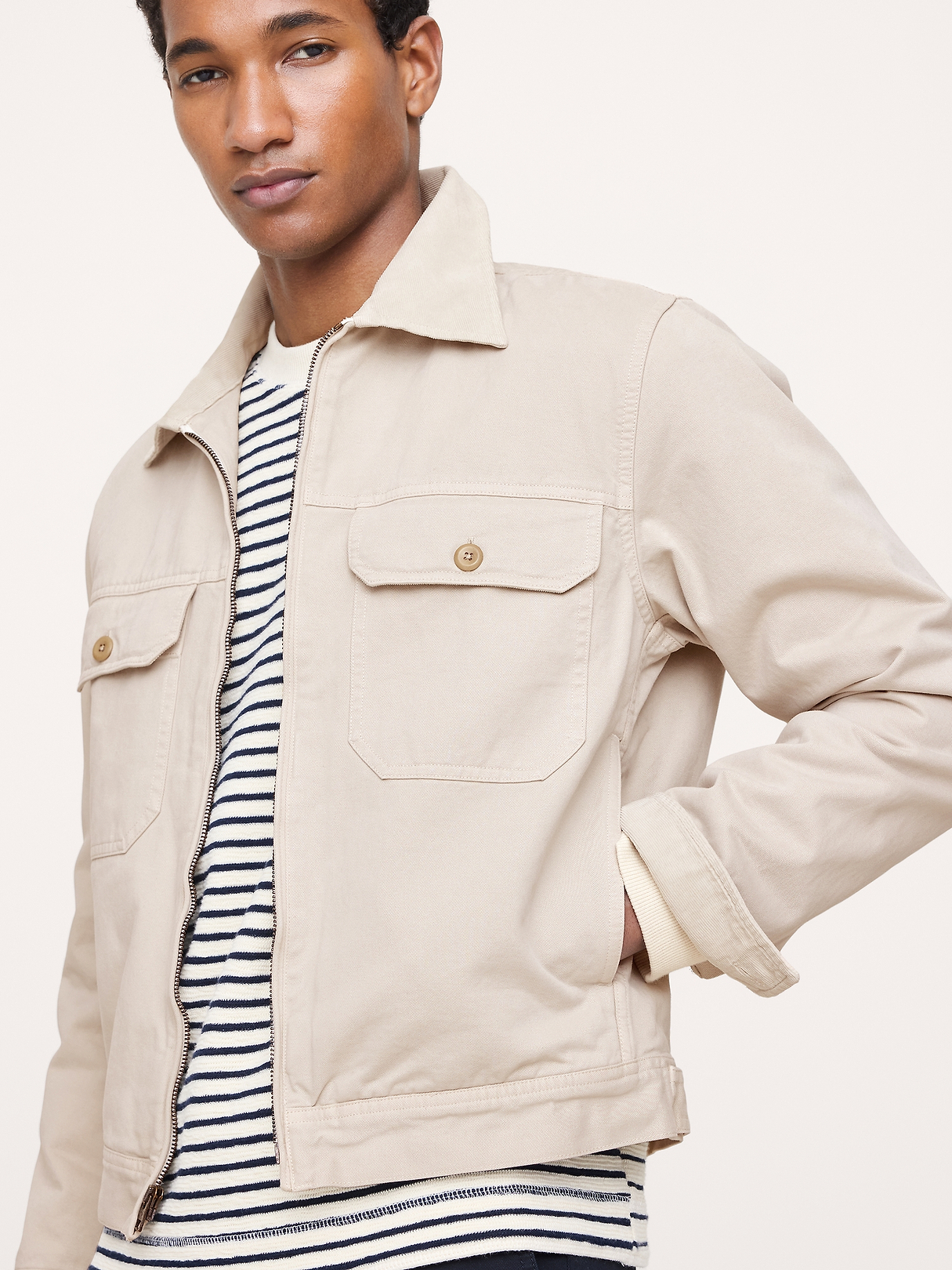 Cotton Twill Mechanic's Jacket with Corduroy Collar | Banana Republic