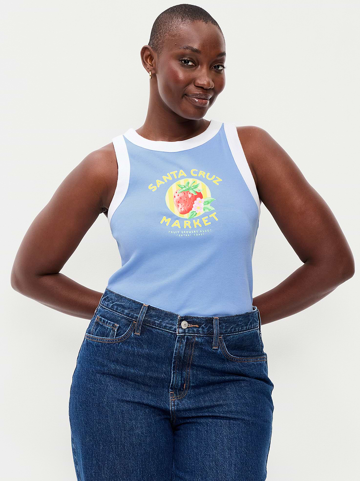 L'image numéro 6 présente Camisole courte moulante à imprimé