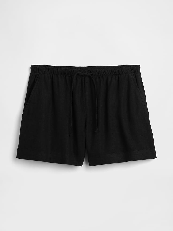 Image number 7 showing, 4" High Rise Pull-On Linen-Blend Shorts