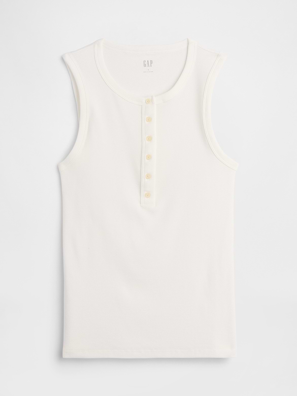 Ribbed Henley Tank Top