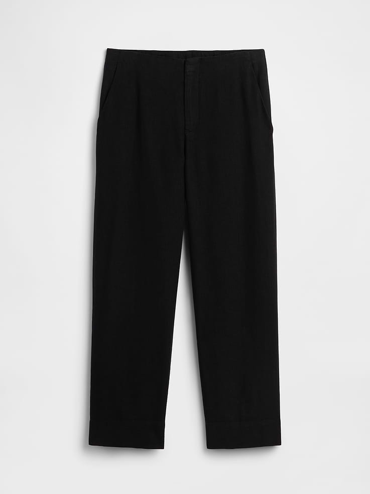Image number 7 showing, High Rise Linen-Blend Straight Crop Pants