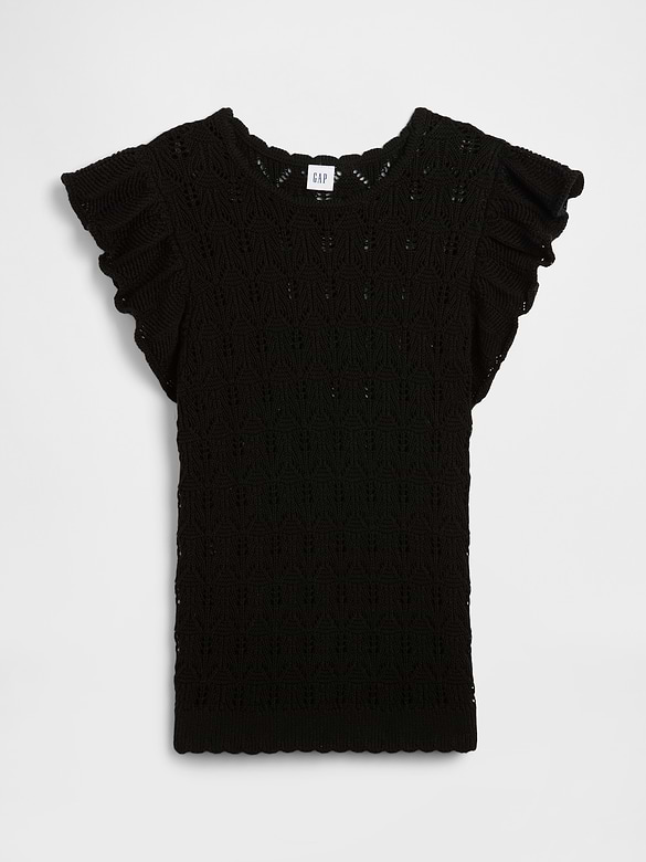 Crochet Flutter Sleeve Top