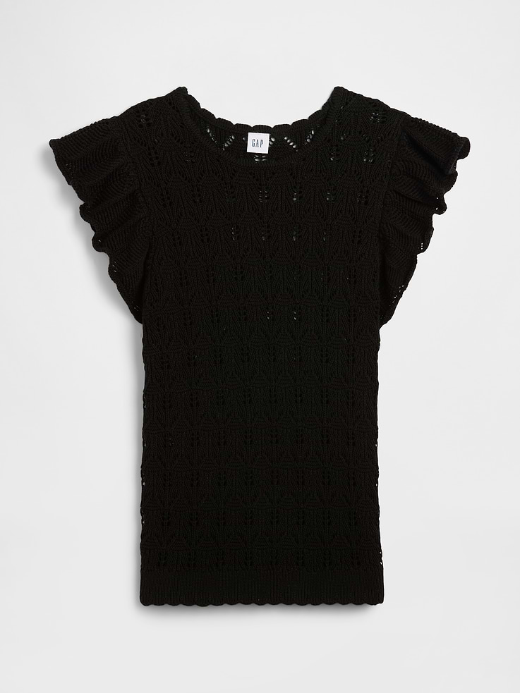 Image 5 of 5, Crochet Flutter Sleeve Top